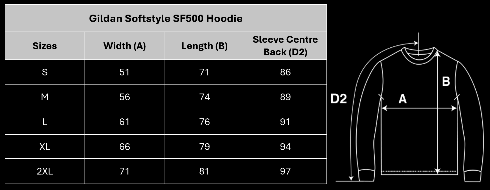 Hoodie Size Guide