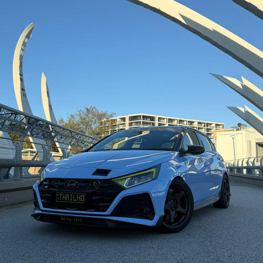 Hyundai i20N front bumper with matte black fog light blackout kit fitted